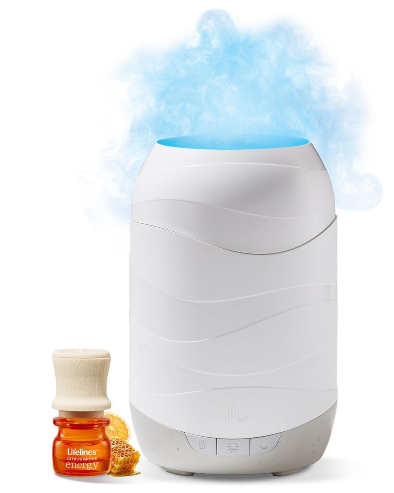 Lifelines Waves Ultrasonic Essential Oil Diffuser with Essential Oil Blend 200ml Aromatherapy Diffuser with Cascading Mist Colored Lights AutoShut Off Features Home Bedroom Essentials